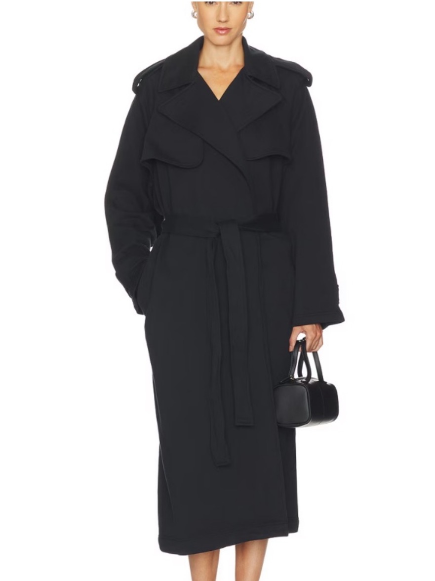 Nwt Skims Boyfriend Fleece Trench Coat In Onyx Oversized Xs,S & L
